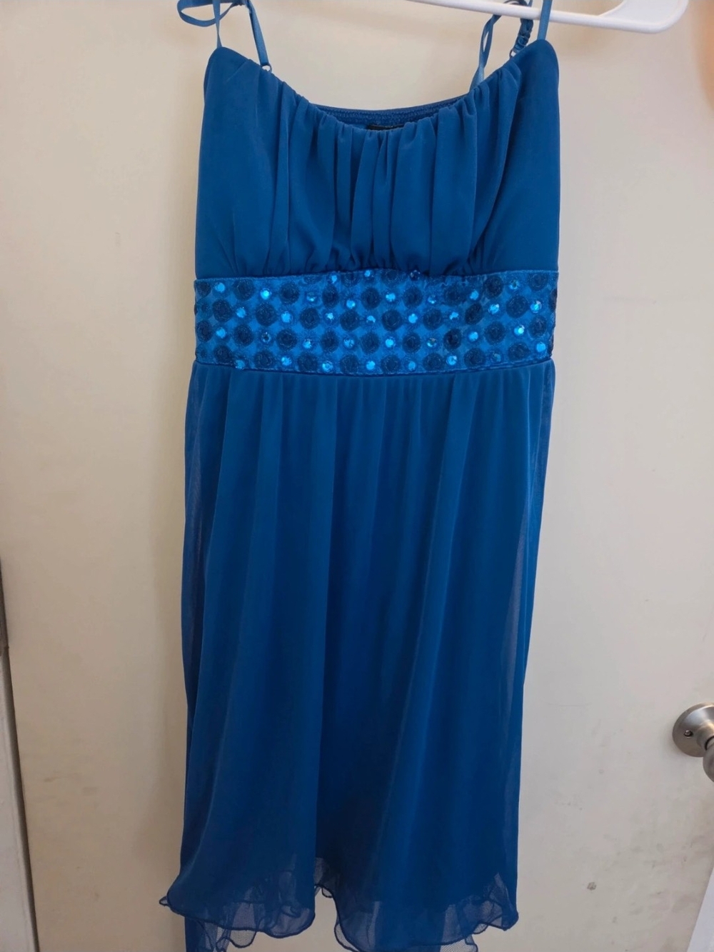 Ruby Rox Teal-Blue Sequin Waist Midi Dress